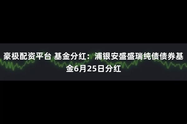 豪极配资平台 基金分红：浦银安盛盛瑞纯债债券基金6月25日分红