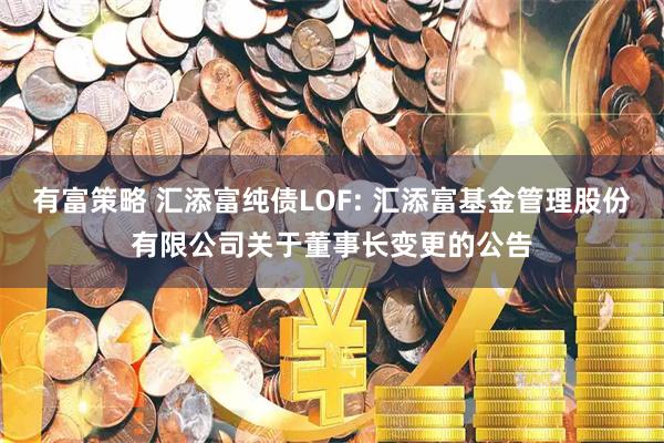 有富策略 汇添富纯债LOF: 汇添富基金管理股份有限公司关于董事长变更的公告